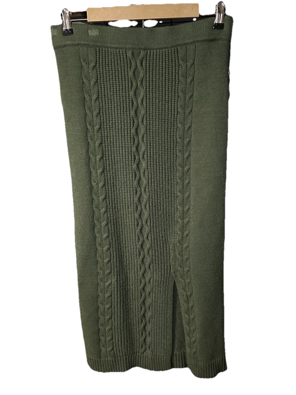 Calvin Klein Jeans Cable Knit Midi Skirt Olive Green Size Small